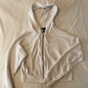 brandy melville dupe- white cropped zip up hoodie